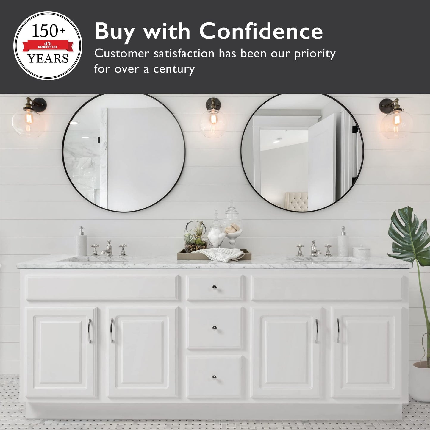 Design House Concord 72 Inch Bathroom Vanity, Ready to Assemble, Solid Wood, White – Design House, 541086
