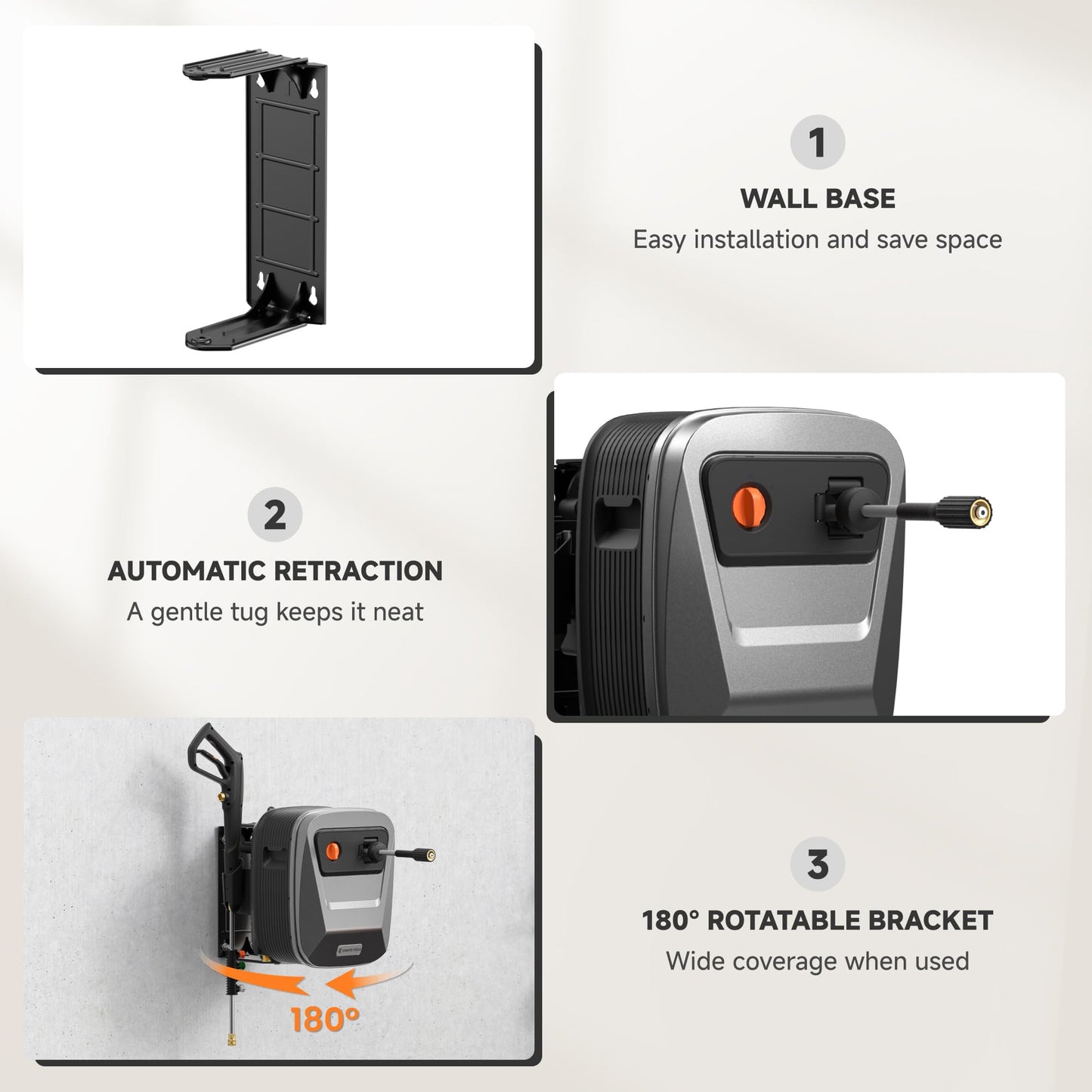 Giraffe Tools Grandfalls Pressure Washer G20 Pro, 65 FT Pressure Hose,Wall Mounted Power Washer with 4 Quick-Connect Nozzles,Foam Cannon for Cars/Patios/Driveways/Fences,2500 MAX PSI 2.2 GPM