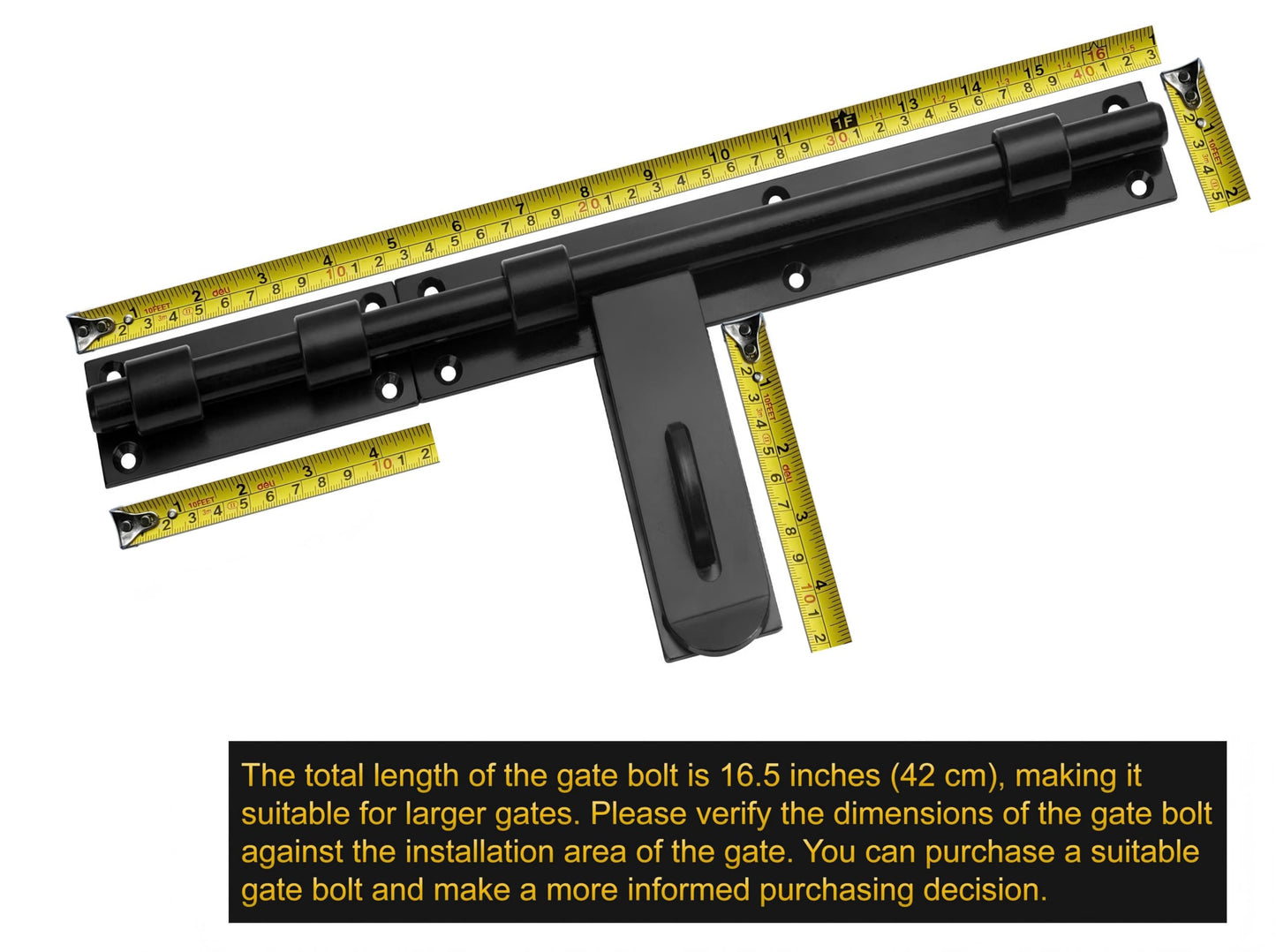 Heavy Duty 17" Carbon Steel Slide Bolt Latch - Extra Thick Security Lock for Barn Doors, Fence Gates, Warehouse, Entry Gates - Left/Right Hand Installation, Welding & Screw Mount (Patent Pending)