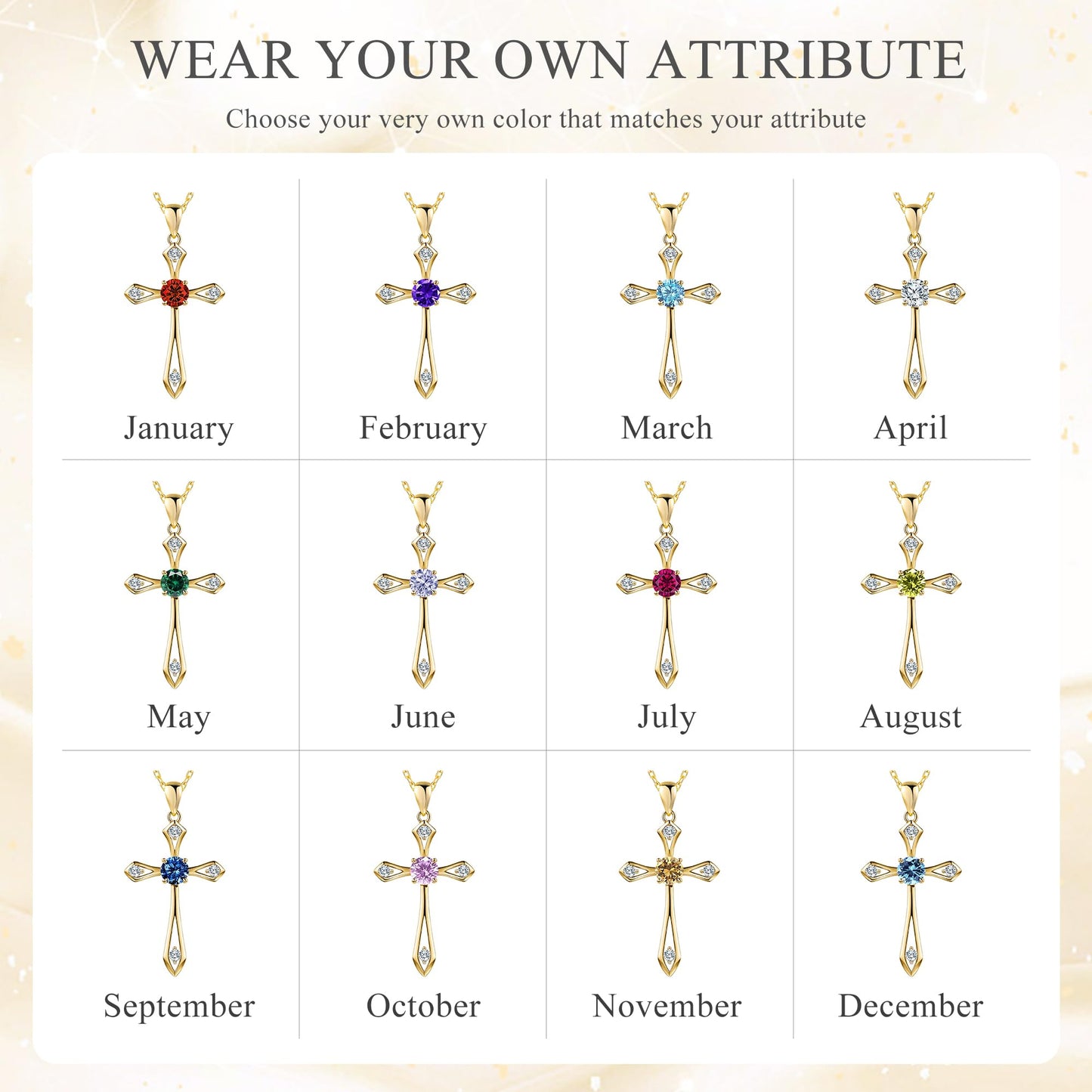 14K Gold Plated Solid Cross Necklace for Women,925 Sterling Silver Ladies Faith Cross Birthstone Pendant Christian Religious Confirmation Baptism Everyday Fine Jewelry Anniversary Birthday Gifts for Mom,Girlfriend,Grandma,Sisters