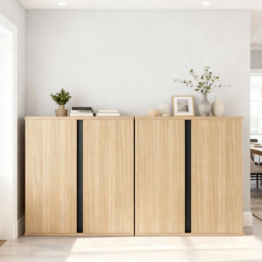 KISLOT 63" Sideboard Buffet Cabinet with Storage Modular Accent Display Kitchen Storage Cabinet Wood Coffee Bar Console for Living Room, Hallway, Kitchen, Dining Room,Natural Oak