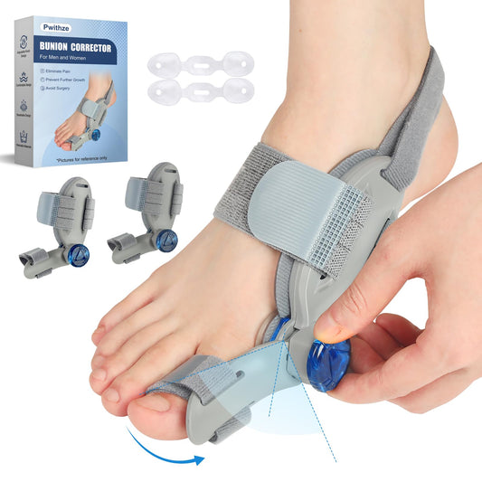 Pwithze Bunion Corrector for Women Men Big Toe,Adjustable Knob Bunion Corrector for Bunions Relief,Bunioning Fix with Bunioned Silicone Pad,Suitable for Left and Right Feet(2PCS)