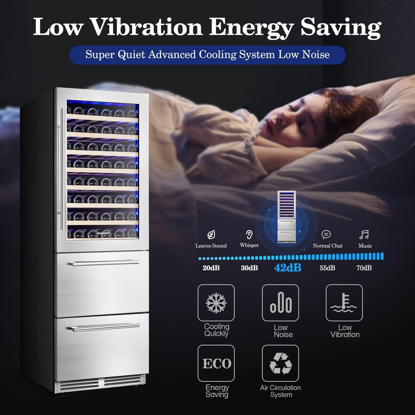 BODEGA Wine and Beverage Refrigerator, 24 Inch 2 IN 1 Dual Zone Wine Cooler,Built-in or Freestanding Beverage Cooler, Soft LED Light Hold 88 Bottles and 149 Cans, silvery