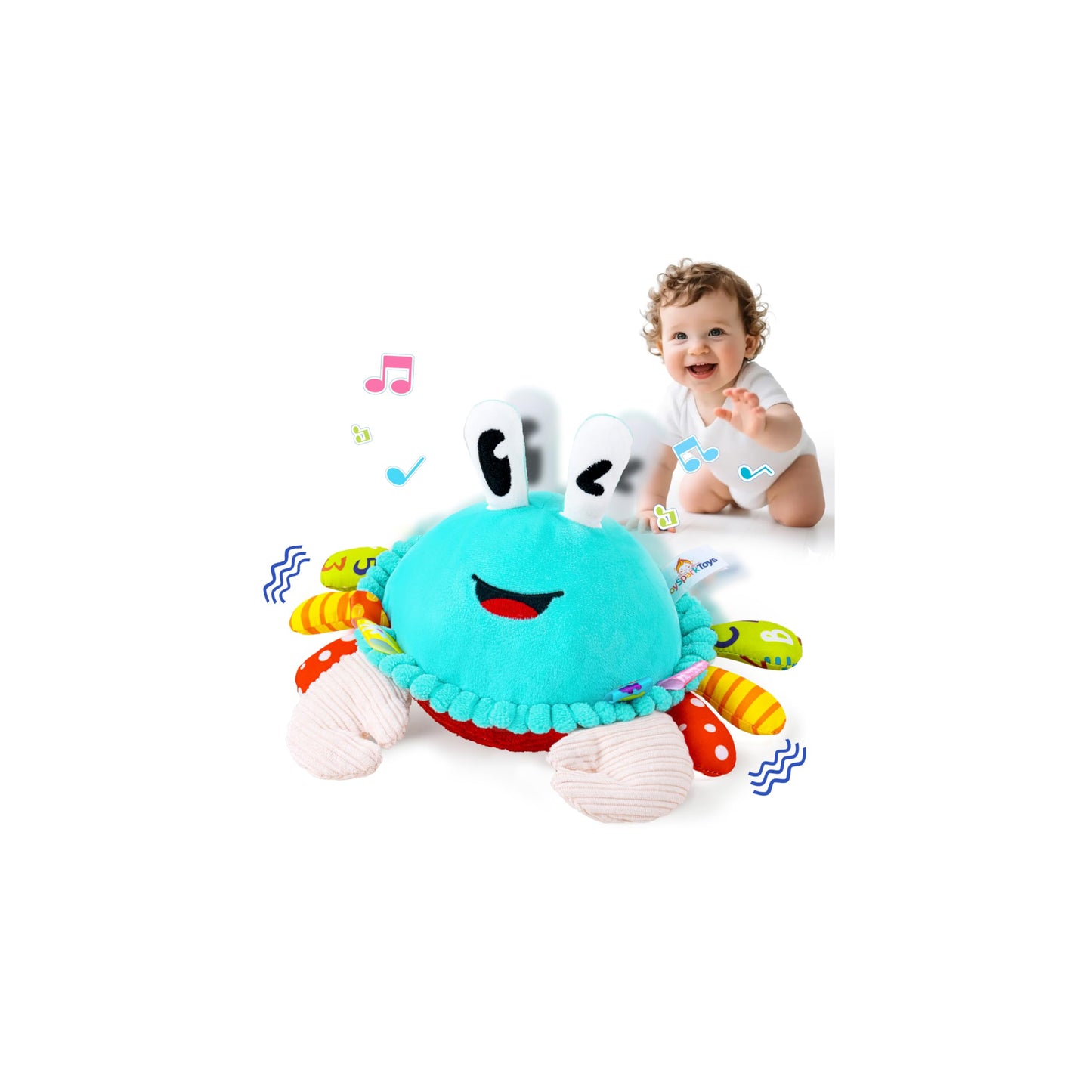 Baby Toys 12-18 Months, Musical Crawling Crab Baby Plush Toy, 50 Songs & Recording Feature, Dancing Bouncing Interactive Baby Toddler Toys 6-12 Months, Tummy Time Toys for 1 Year Old Boys Girls Gifts