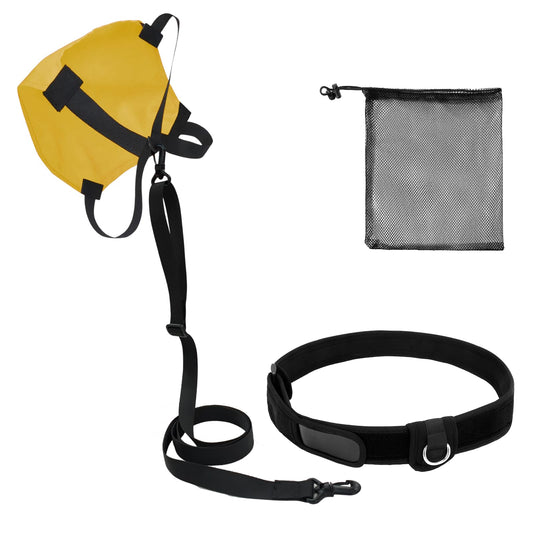 UCEDER Swim Parachute Resistance Training Set, Adjustable Swim Belt with Drag Parachute for Strength & Endurance,Swimming Resistance Training Equipment(Yellow)