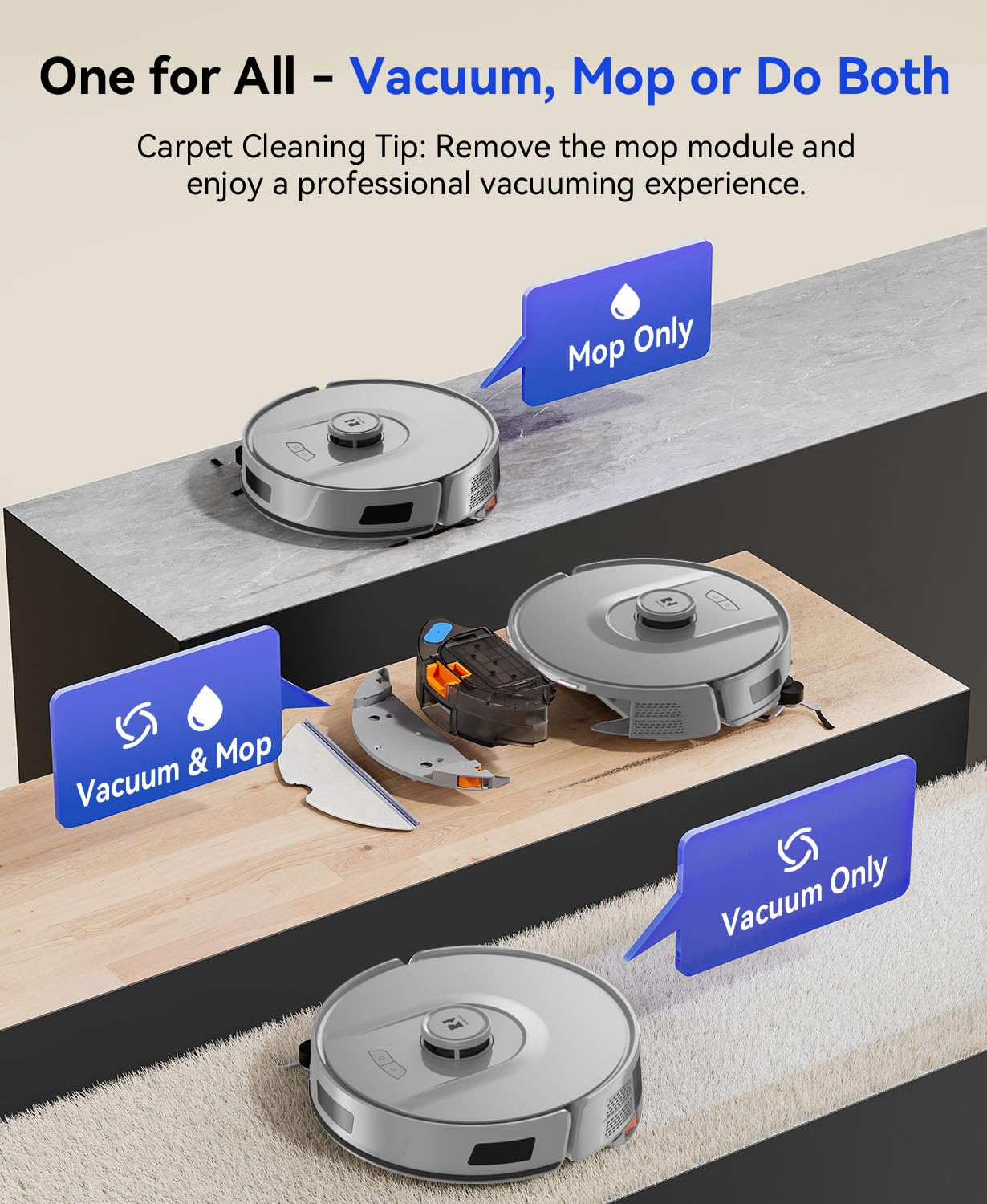 Redroad Robot Vacuum 20,000 Pa Robot Vacuum and Mop,90 Day Self Emptying Vacuum Robot,Lidar Navigation,5G/2.4GWiFi APP Aspirateur Robot,Self-Charging Robot Vacuums for Pet,Floor,Carpet Gray R11