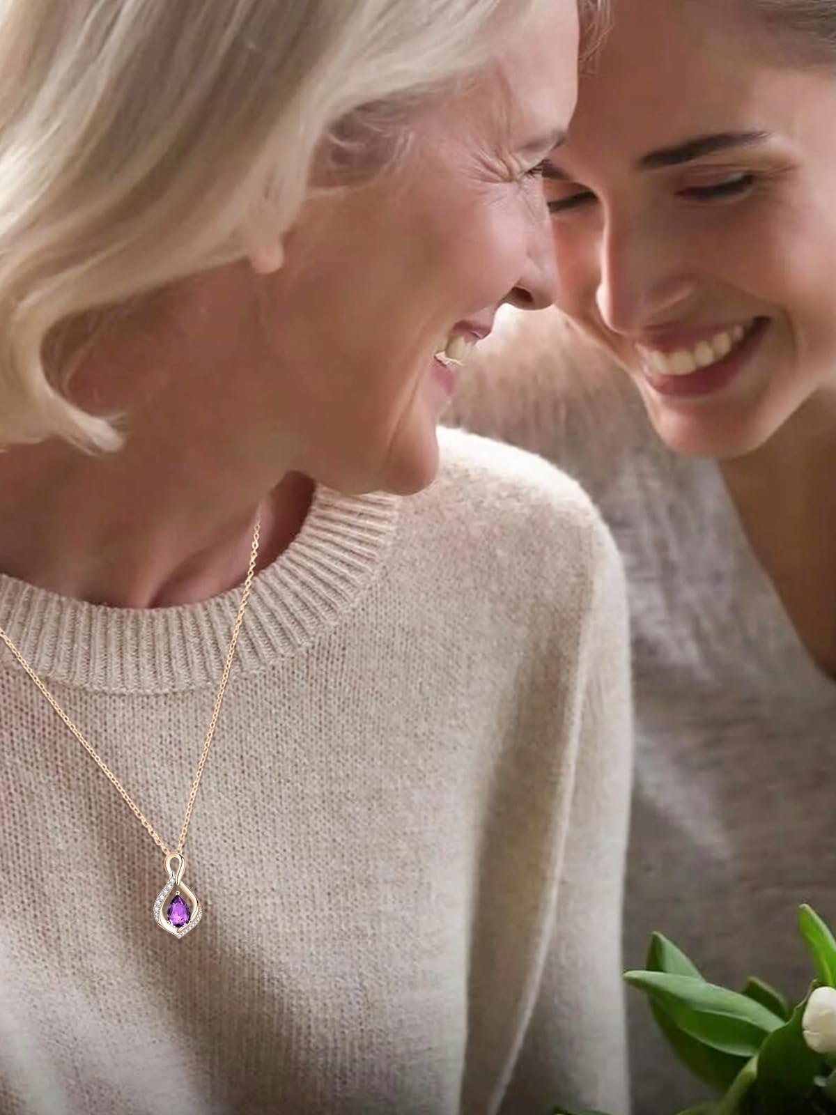 JIYVY32 Amethyst Infinity Necklace for Women February Birthstone Necklaces Rose Gold Plating Anniversary Birthday Gifts for Wife Her Mom Girlfriend Birthstone Jewelry Gifts for Women