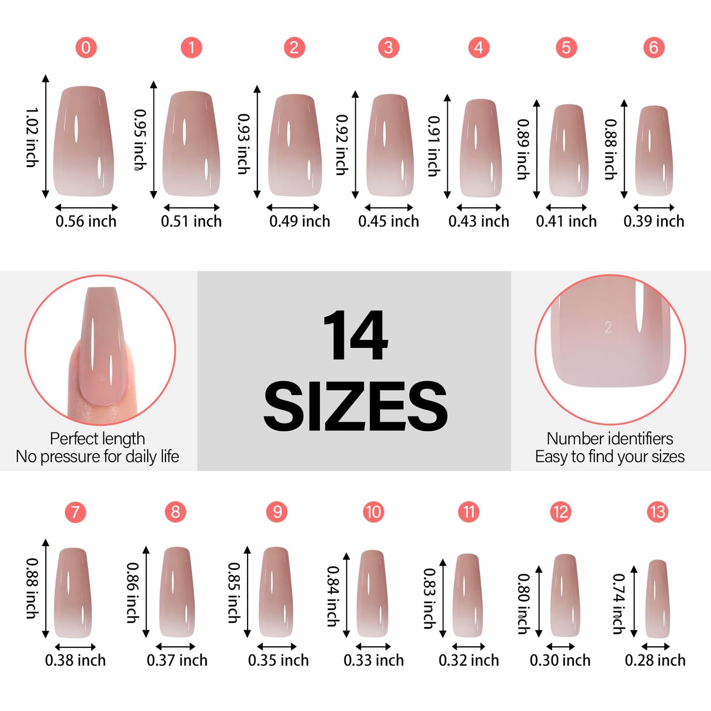 AILLSA RealFit Nude Tone Mixed Color Press On Nails 4 in 1 Pre-Shaped Nail Tips Medium Coffin Full Cover Fake Nails Extension Natural Gel Tips Easy to Apply For Nail Art DIY 140 PCS