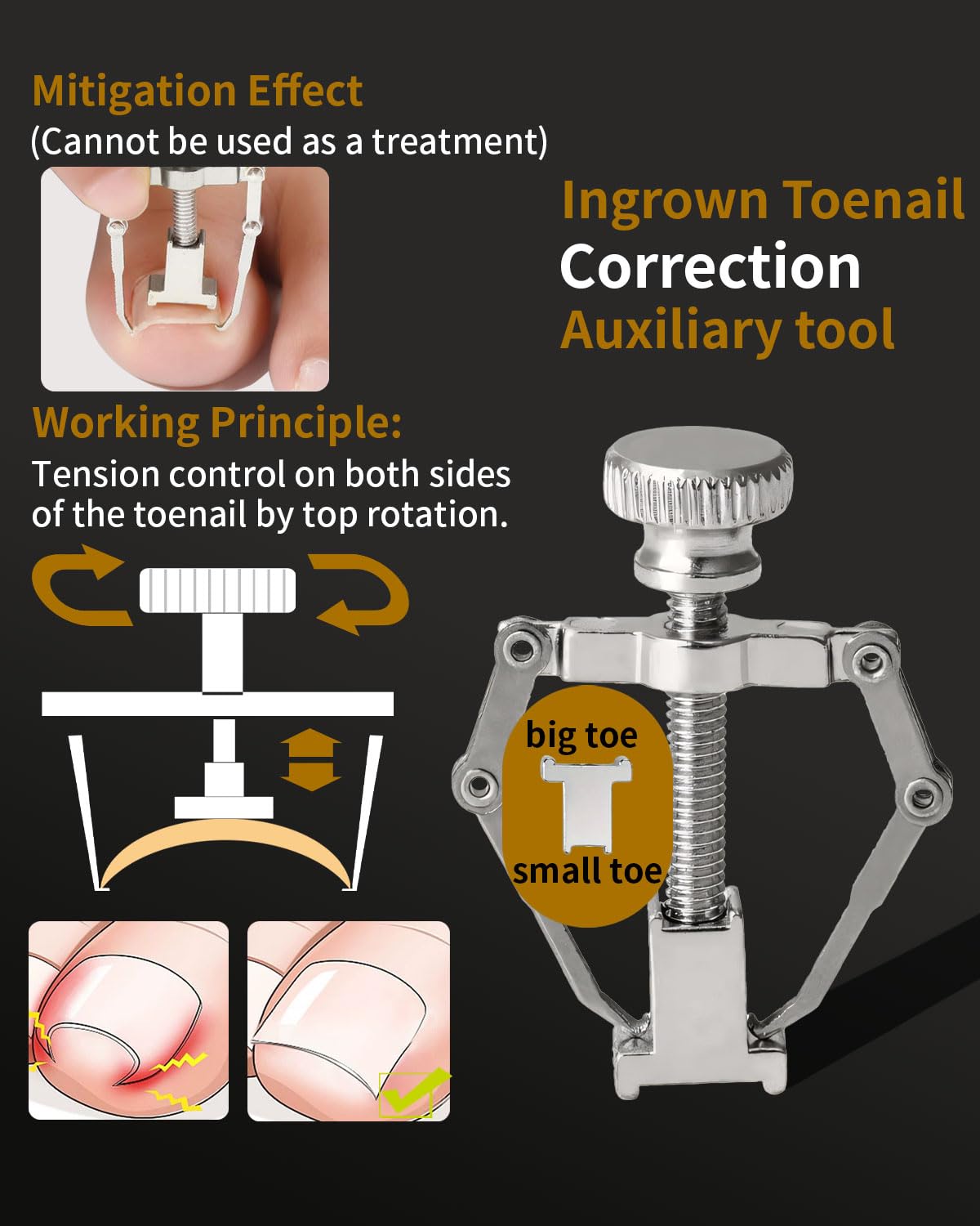 EBEWANLI Ingrown Toenail Tool, 6 PCS Stainless Steel Pedicure Tool, Straight Edge and Curved Slanted Nail Clippers Cutters for Ingrown Toenail Correction Removal Kit at Home for Seniors, Men, Women