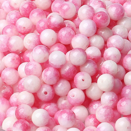 LAIDANLA Pink Tourmaline Jade 8mm Natural Stone Beads Round Loose Gemstone Stone Beads for DIY Bracelet Necklace Earrings Jewelry Making Polishing Beading Crystal 96PCS 2 Strand 32"