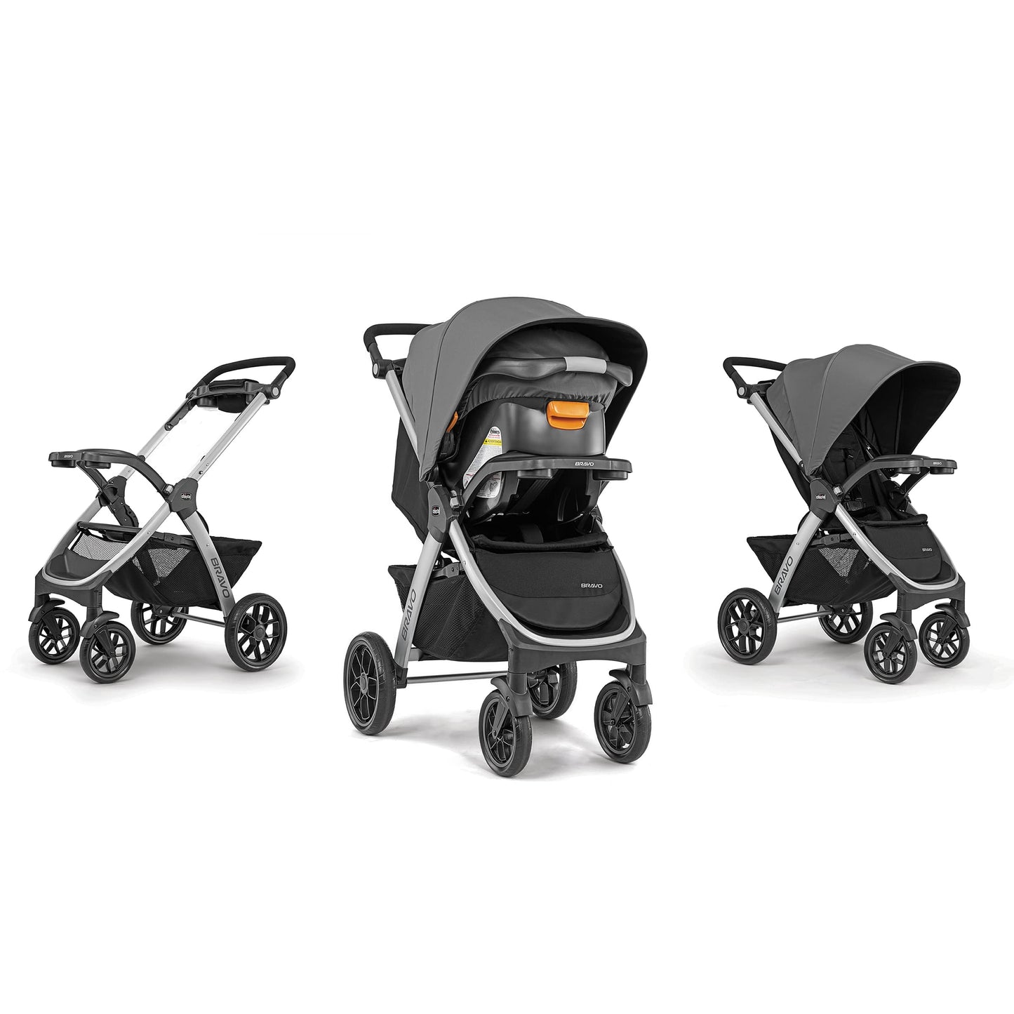 Chicco Bravo 3-in-1 Trio Travel System, Bravo Quick-Fold Stroller with KeyFit 30 Infant Car Seat and Base, Brooklyn/Navy