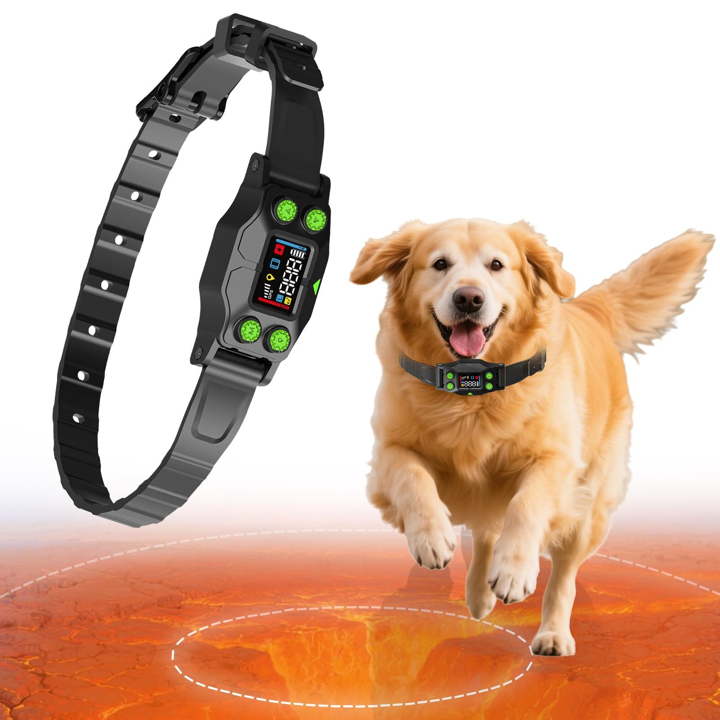 GPS Wireless Dog Fence for Easy Outdoor Use, Electric Dog Fence with Automatic Training Mode, No Setup Needed, 25-999yd Range, IPX7 Waterproof Lightweight Nylon Collar for Dogs