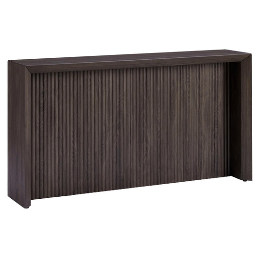 Henn&Hart 56" Fluted Rectangular Console Table Ribbed Entryway Table, Sofa Table for Entryway, Living Room, Couch, Hallway, or Office, Rich Brown