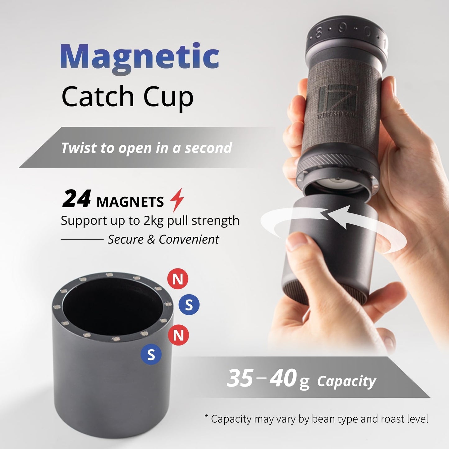 1Zpresso K-Ultra Manual Coffee Grinder Iron Gray with Carrying Case, Assembly Consistency Grind Stainless Steel Conical Burr, Foldable Handle, Numerical External Adjustable Setting, All-Round Grinder