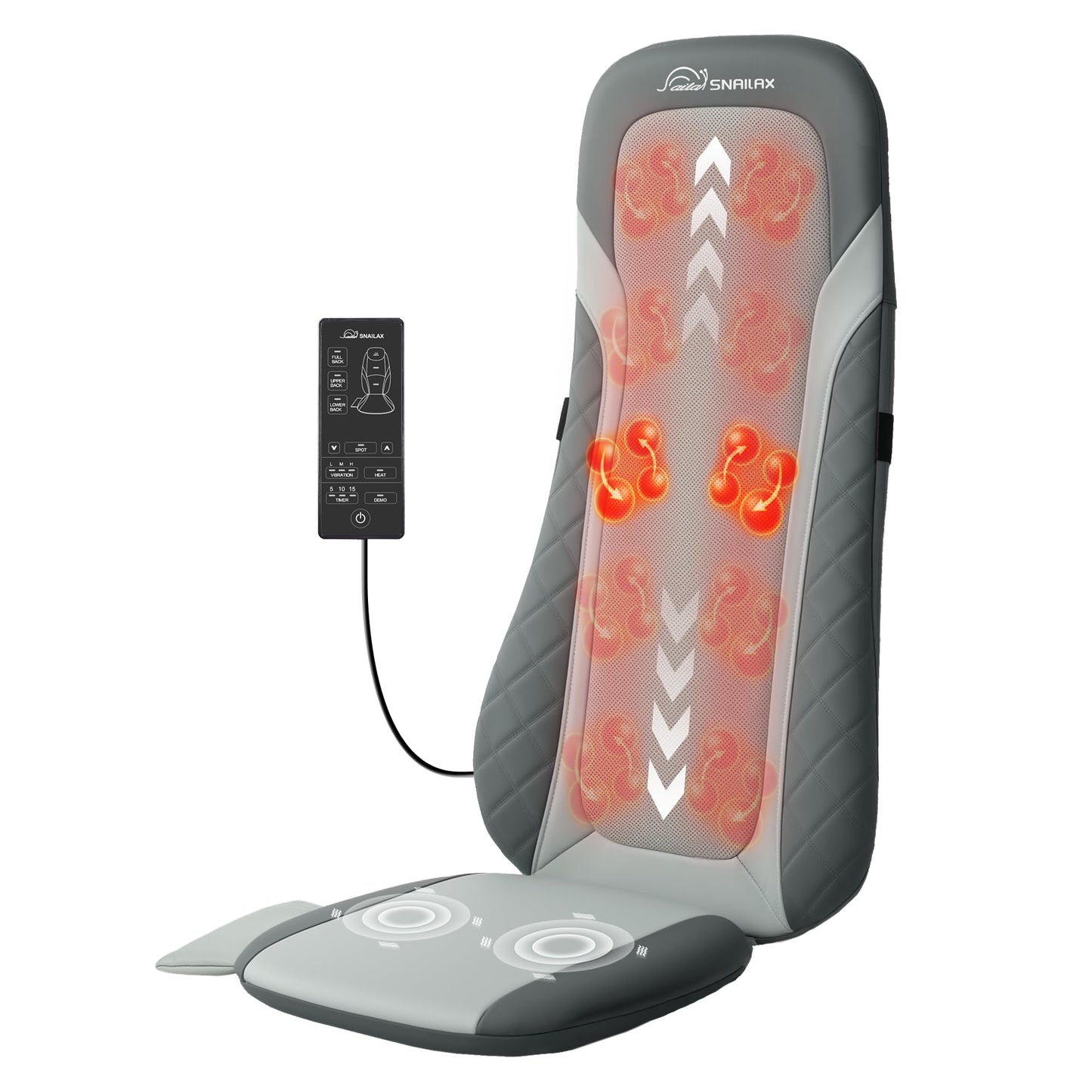 Snailax Shiatsu Back Massager with Heat,Full Back Massager for Pain Relief Deep Tissue,Longer Massage Chair Pad,Back Kneading Shiatsu or Rolling Massage for Chair
