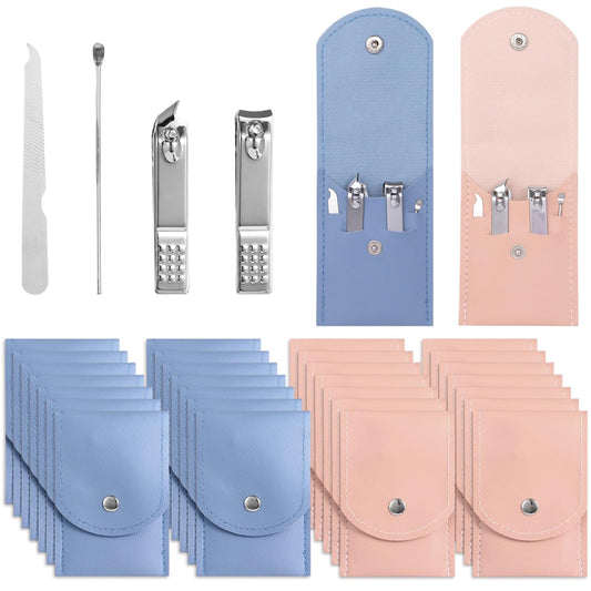 30 Pcs Nail Clipper Set, 4-in-1 Manicure Kit Bulk, Stainless Steel Nail Care Kit with PU Leather Folding Case, Portable Travel Manicure Essentials for Home, Salon & Gifting