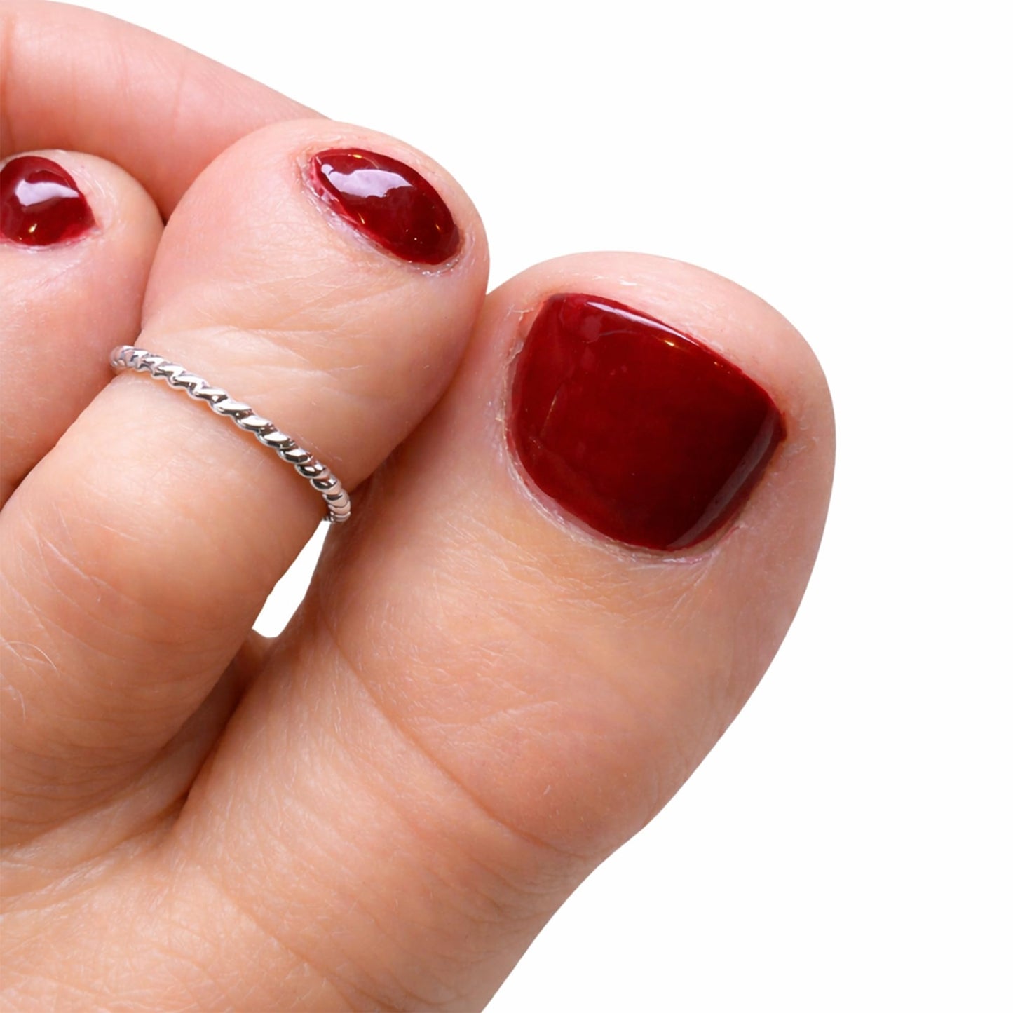 Ellie J Maui 925 Sterling Silver Adjustable Toe Ring – Rope Twist Design | Non-Tarnish Open Cuff | Handmade Minimalist Toe Jewelry for Women | Waterproof, One Size Fits Most (Single Sterling Silver)