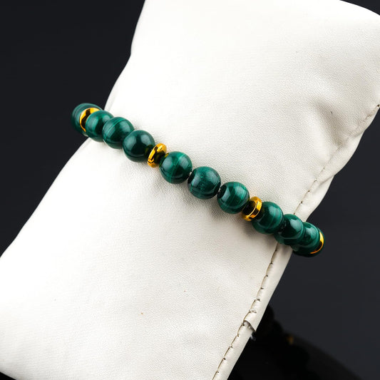YASHEE Malachite Power Beaded Crystals Bracelet, Protection, Money Wealth Success Bracelet, Chakra Energy Healing Gemstone, Yoga Crystal, Stretchable Elastic Men & Women Bracelet