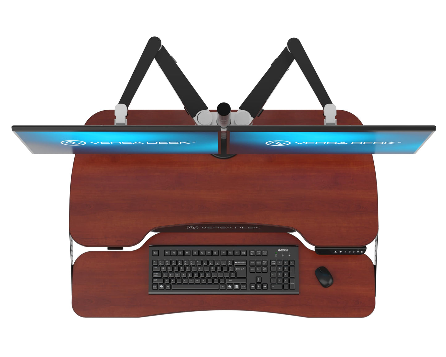 VERSADESK® PowerPro™ Elite 36” x 24" – App Controlled Electric Standing Desk Converter w/USB Charging Port. Raises up to 20”. Fully Assembled – Includes LED Lights. Supports 80 lbs. – Cherry