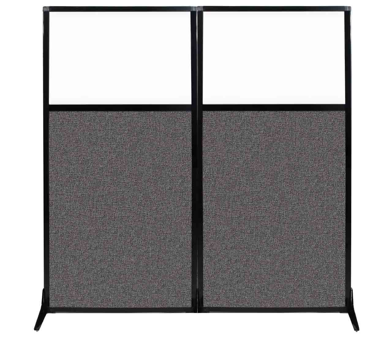 Versare Workstation Partition | Portable Wall Divider | Modern Office Cubicle | Free Standing Privacy Screen | Flexible Work Space | 66" x 70" W/Window, Charcoal Gray Fabric Panels