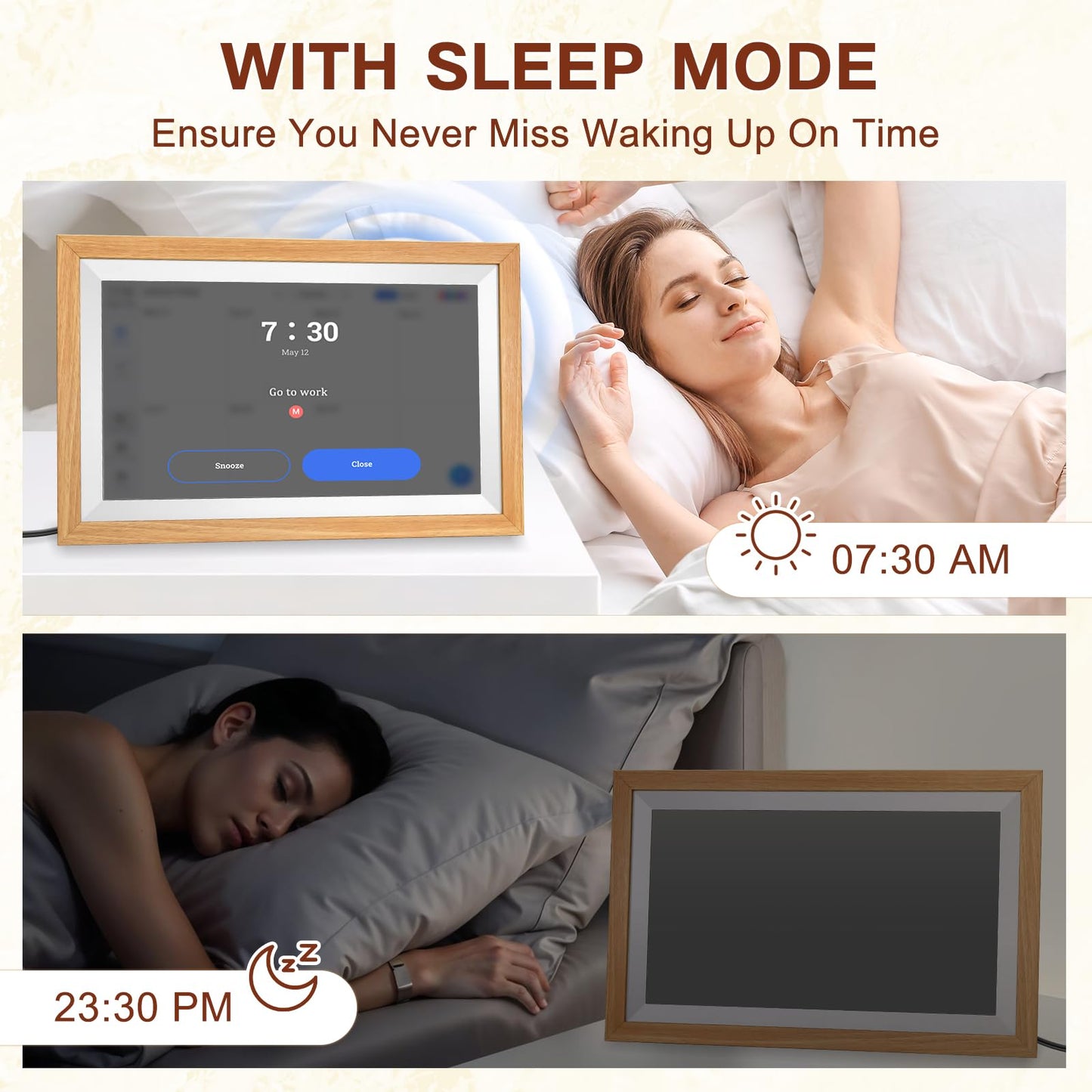EMOLENDAR Digital Calendar,15.6 Inch Smart Wifi Electronic Calendar with Wooden Frame, Full HD Touchscreen Display Picture Frame Calendar for Family Schedules Planner Organizing-Wall & Desk Mountable