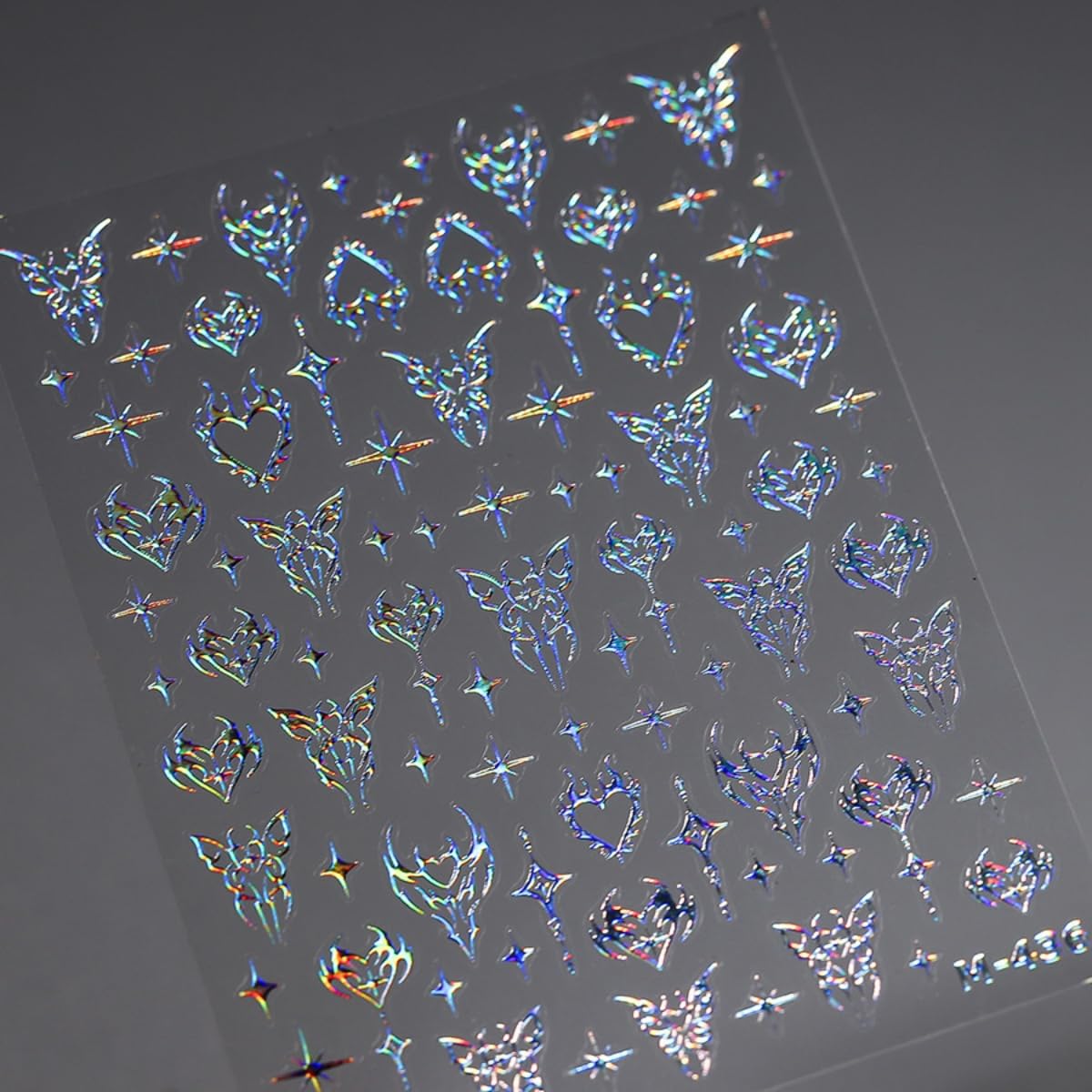 5D Embossed Star Nail Stickers Blue Aurora Nail Art Stickers Shiny Laser Nail Decals Self-Adhesive Heart Butterfly Designs Nail Art Supplies DIY Manicure Decoration for Women Girls