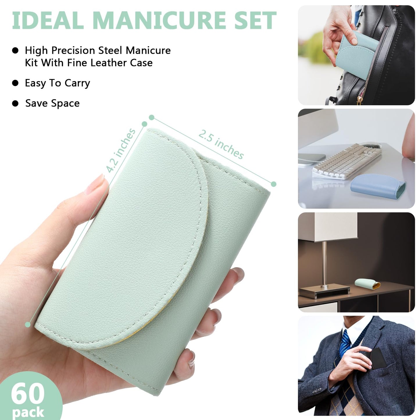Leriton 60 Sets Travel Manicure Set Professional Nail Set 7 in 1 Stainless Steel Manicure Kit Grooming Kits Nail Care Tools with Care Tools Beauty Scissors Tweezers Gift for Mothers Day(Bright Color)