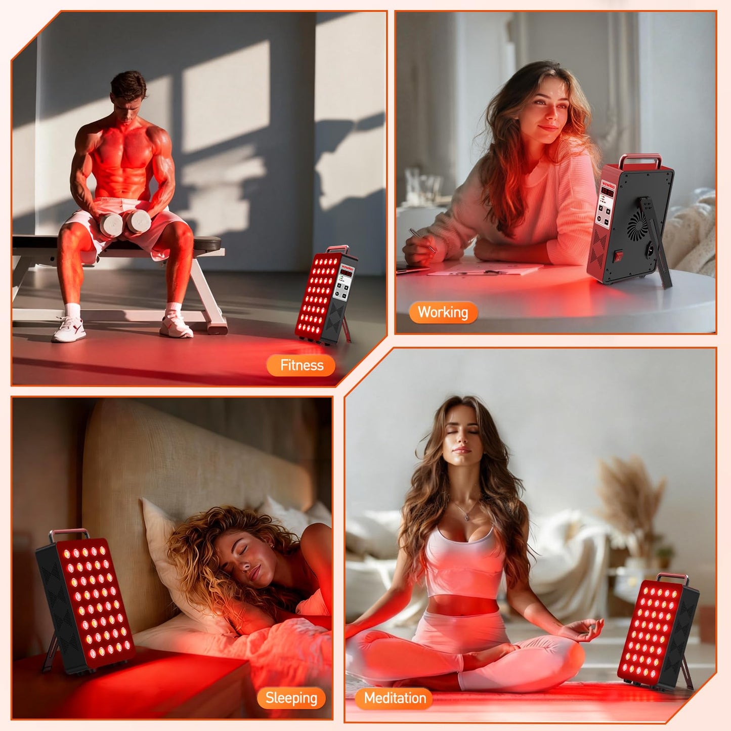 Red Light Therapy Panel 5 Wavelength 40 Dual Chip High-Efficiency LEDs 630+660+810+830+850nm Red and Near Infrared Lamp Therapy Device 60W Timer & Stand for Body Pain Relief Face Skin Health