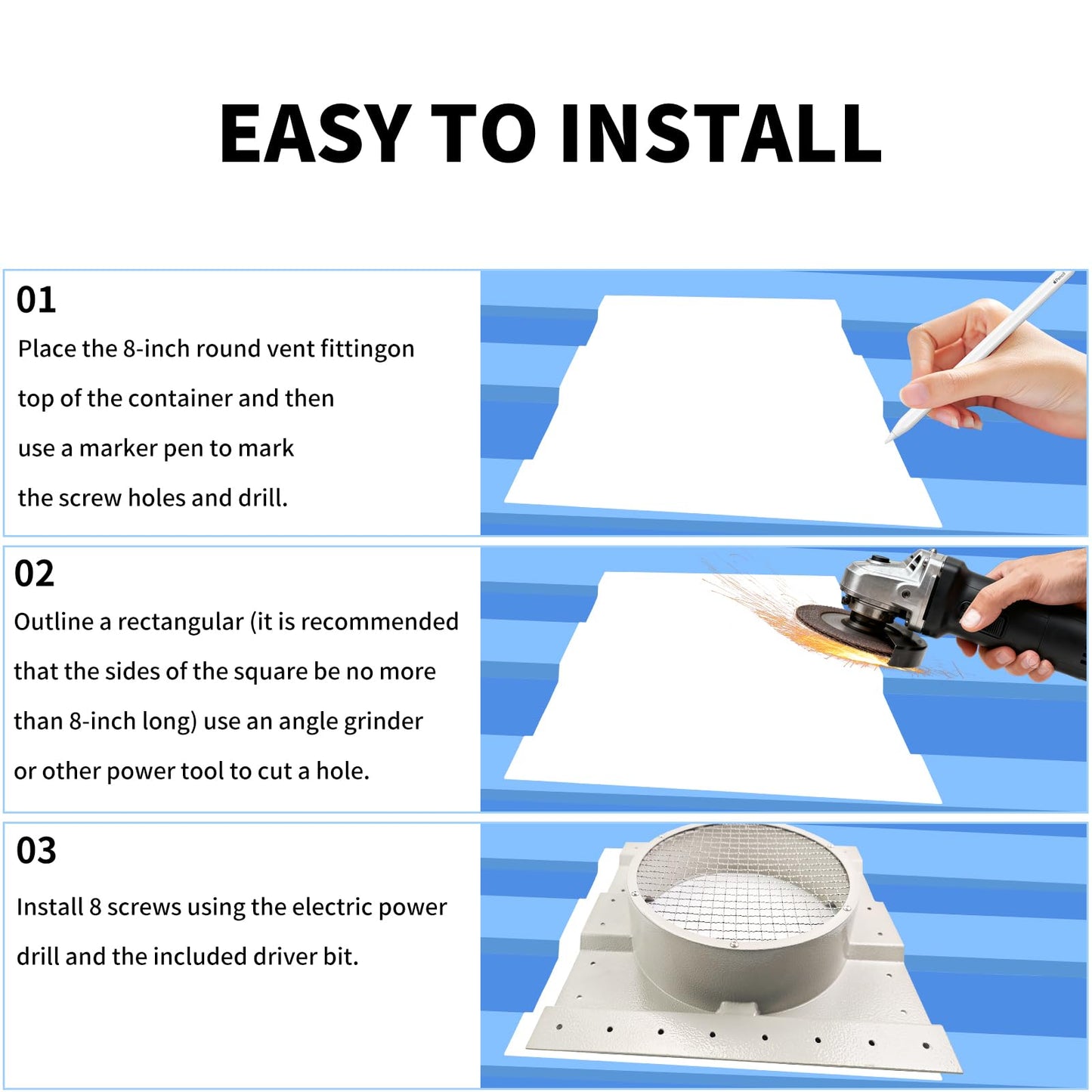 Heavy-Duty 12 Inch Large Skylight Natural Daylight Dome for Shipping Container, Polycarbonate Solar Light Dome Fits 3.5" Rib Conex Container House Roofs