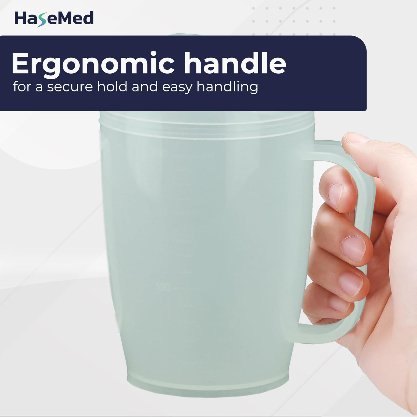 HaseMed Adult Sippy Cup with Easy-Grip Handle & Spout Lid, 8.5 oz – Lightweight & Spill-Resistant Mug for Seniors & Adults, Use for Cold Beverages, Travel & Home - 1 Pack