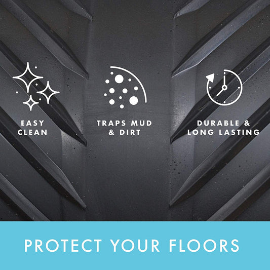 CLIMATEX Indoor/Outdoor Rubber Runner Mat, Door Mat For Floor Protection, 27" X 10', Black (9A-110-27C-10)
