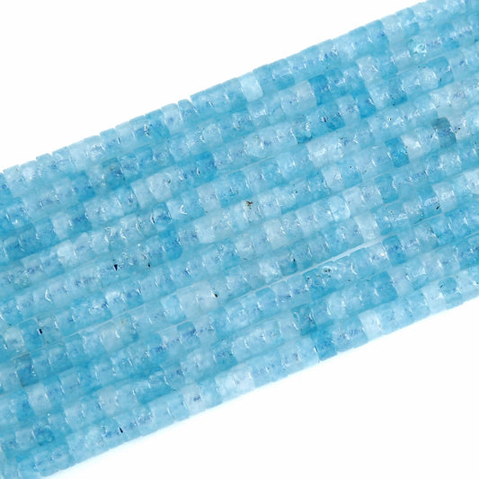 150pcs 2x4mm Natural Aquamarine Tube Shape Beads Loose Flat Round Cylinder Flat Spacer Stone Beads for Bracelet Earrings Jewelry Making