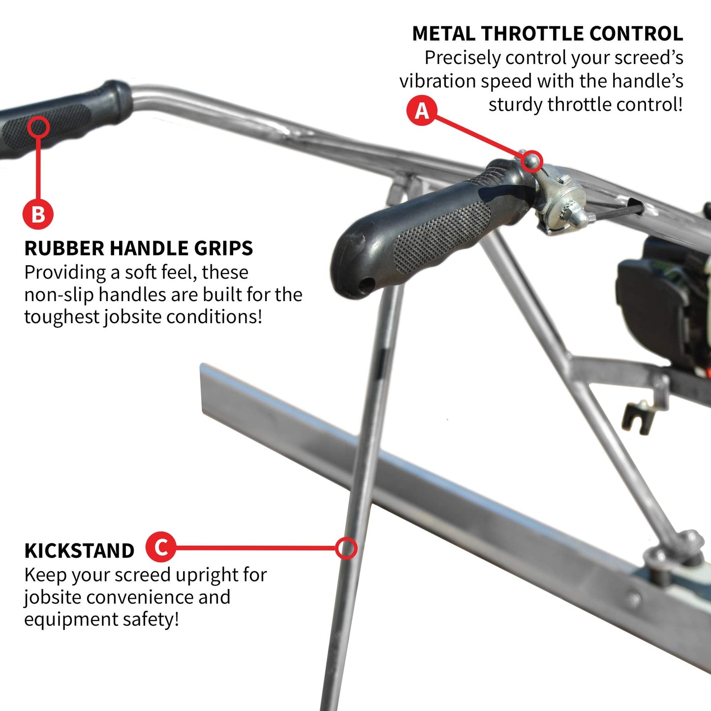 TOMAHAWK 37.7cc Gas Concrete Power Screed Cement Finishing Vibrating Motor Vibra Finisher Tool