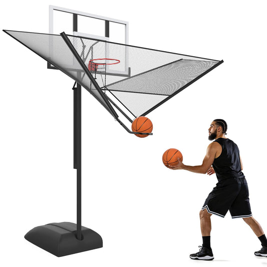 Upgrade Basketball Shot Trainer with Net Return Attachment, Heavy Duty Basketball Rebounder Ball Return for Basketball Hoop fit 18" Basketball Rim for Outdoor Indoor