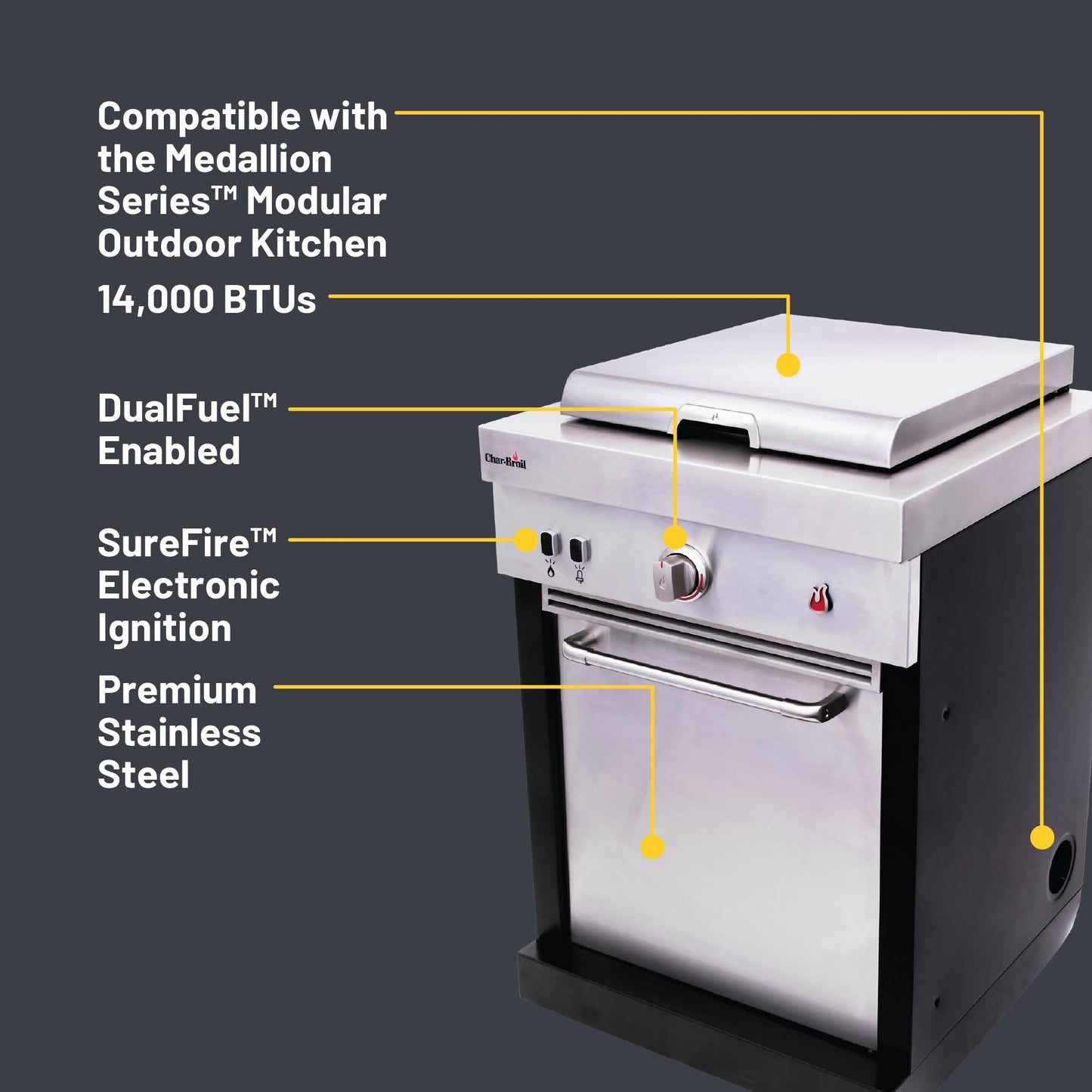 Char-Broil Medallion Series Modular Outdoor Kitchen Convective 1-Burner Propane Gas Stainless Steel Griddle - 463246318