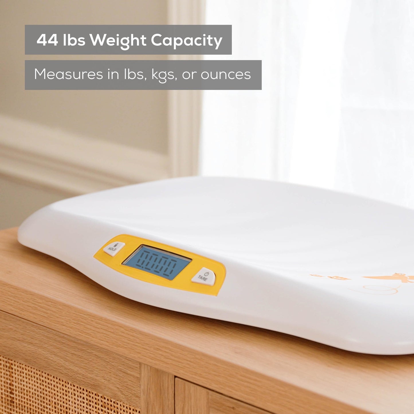 Beurer BY80 Digital Baby Scale, Infant Scale for Weighing in Pounds, Ounces, or Kilograms up to 44 lbs, Newborn Baby Scale with Hold Function, Pet Scale for Cats and Dogs