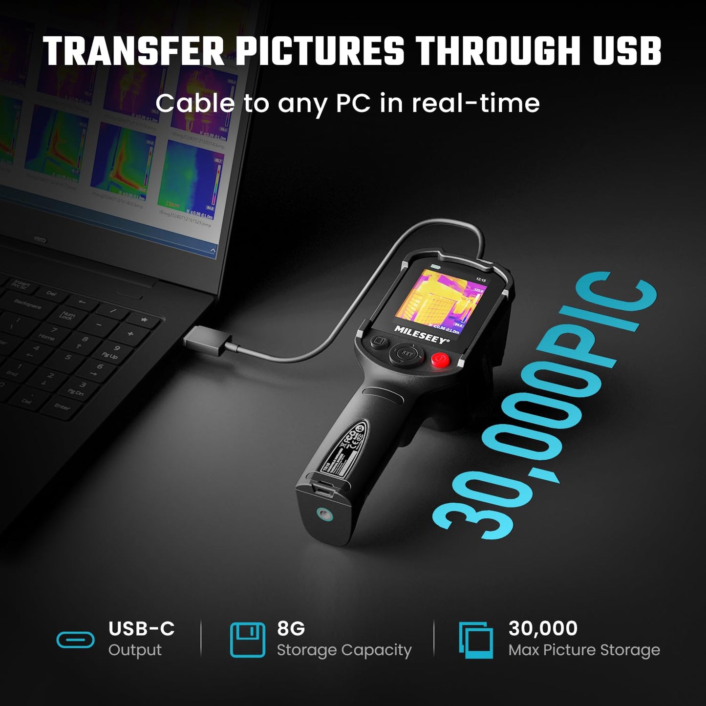 MILESEEY TR10 Thermal Imaging Camera,Super Resolution 192 x 192 Thermal Camera,25 Hz Refresh Rate, -4°F to 1022°F Handheld Infrared Imager,8-Hour Battery Life Infrared Camera
