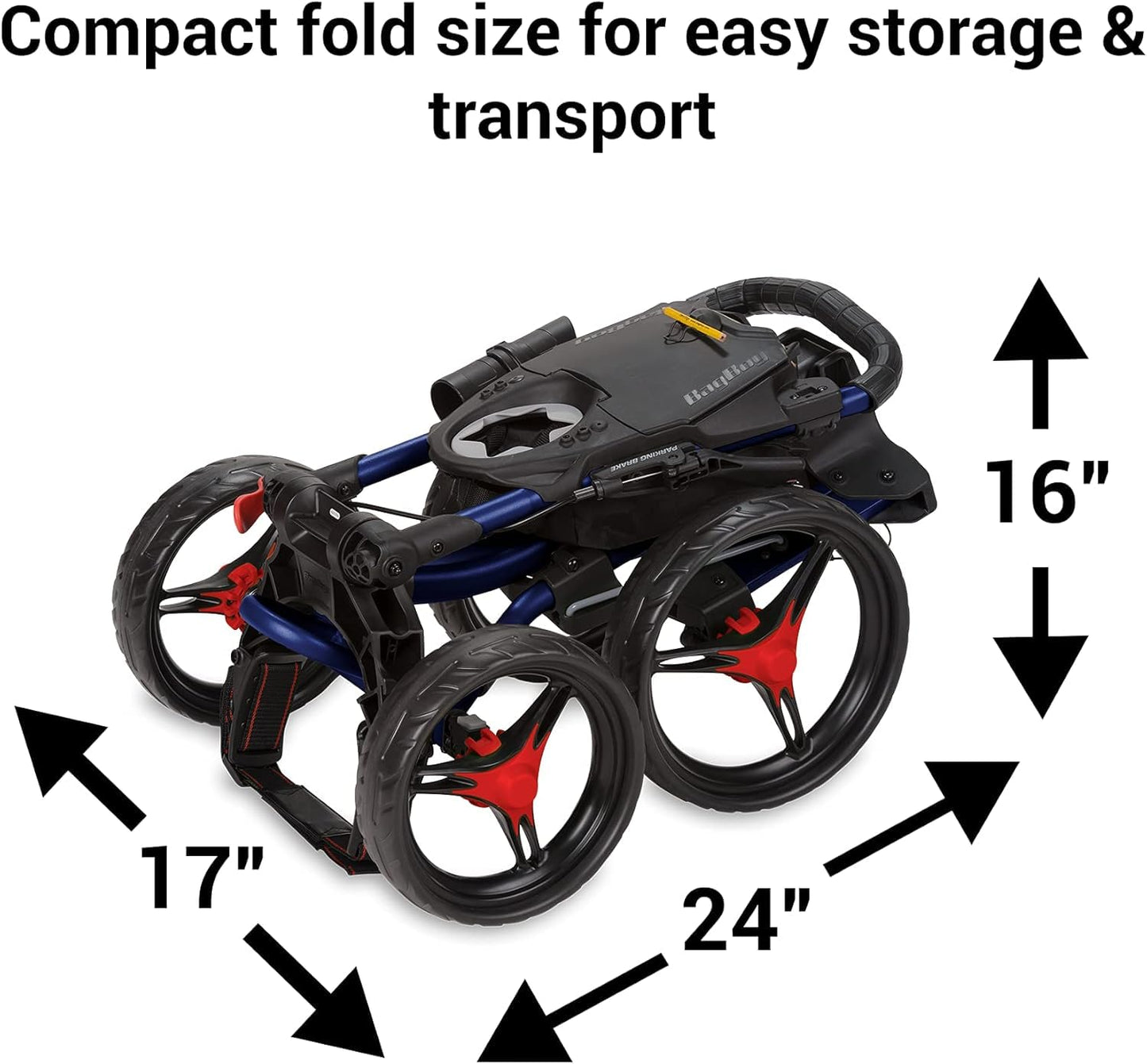 Bag Boy Quad XL Golf Push Cart, Red/Black