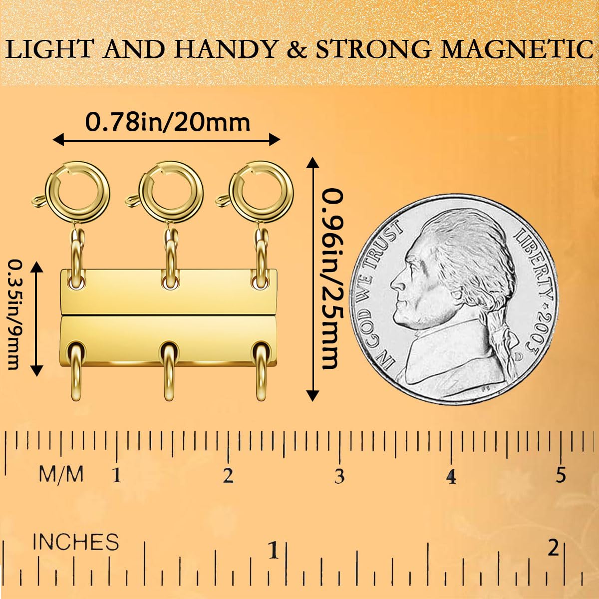 Layering Magnetic Necklace Clasps, Multiple Necklace Clasp,Necklace Clasps for Layered Look，Stainless Steel Chain Link Clasps for Necklaces and Bracelets, Silver, Gold (4pcs|Golden Silver B)