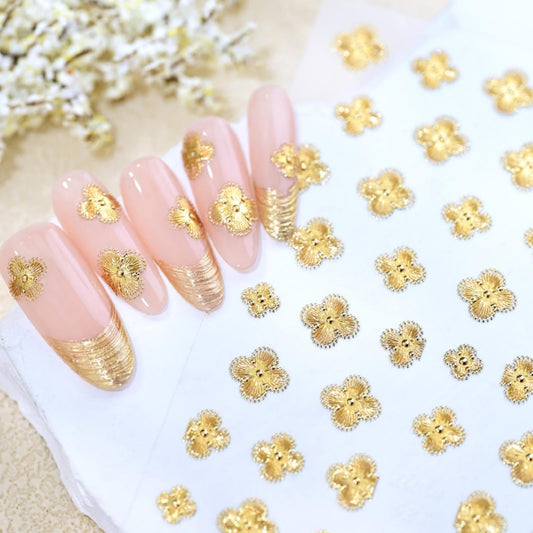 Leaf Nail Stickers 5D Embossed Gold Shamrock Nail Art Stickers 3D Self-Adhesive Clover Nails Supplies Flower Nail Designs Cute Floral St Patricks Nail Decals Stickers for Women DIY Manicure 1 Sheet