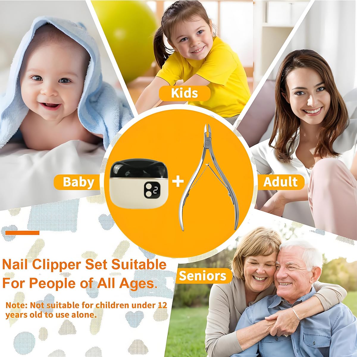 Electric Nail Clipper, 2026 Improved Nail Clippers Set, Includes an Automatic 2-in-1 Nail Clippers (with LED Light & Storage Box), an Cuticle Trimmer,Nail Care Kit - Ideal for All Your Nail Care Needs