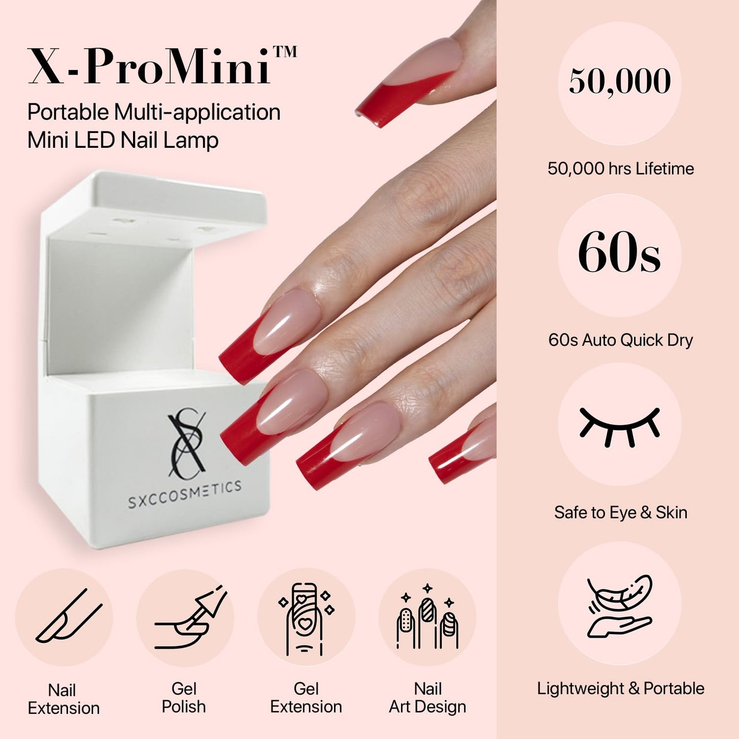 SXC Cosmetics French Tip Press On Nails – Red Series, Extra Short Square Fake Nails X-Pro Tips Starter Kit| 150PCS, 15 Sizes, 5 Styles, Beginner-Friendly