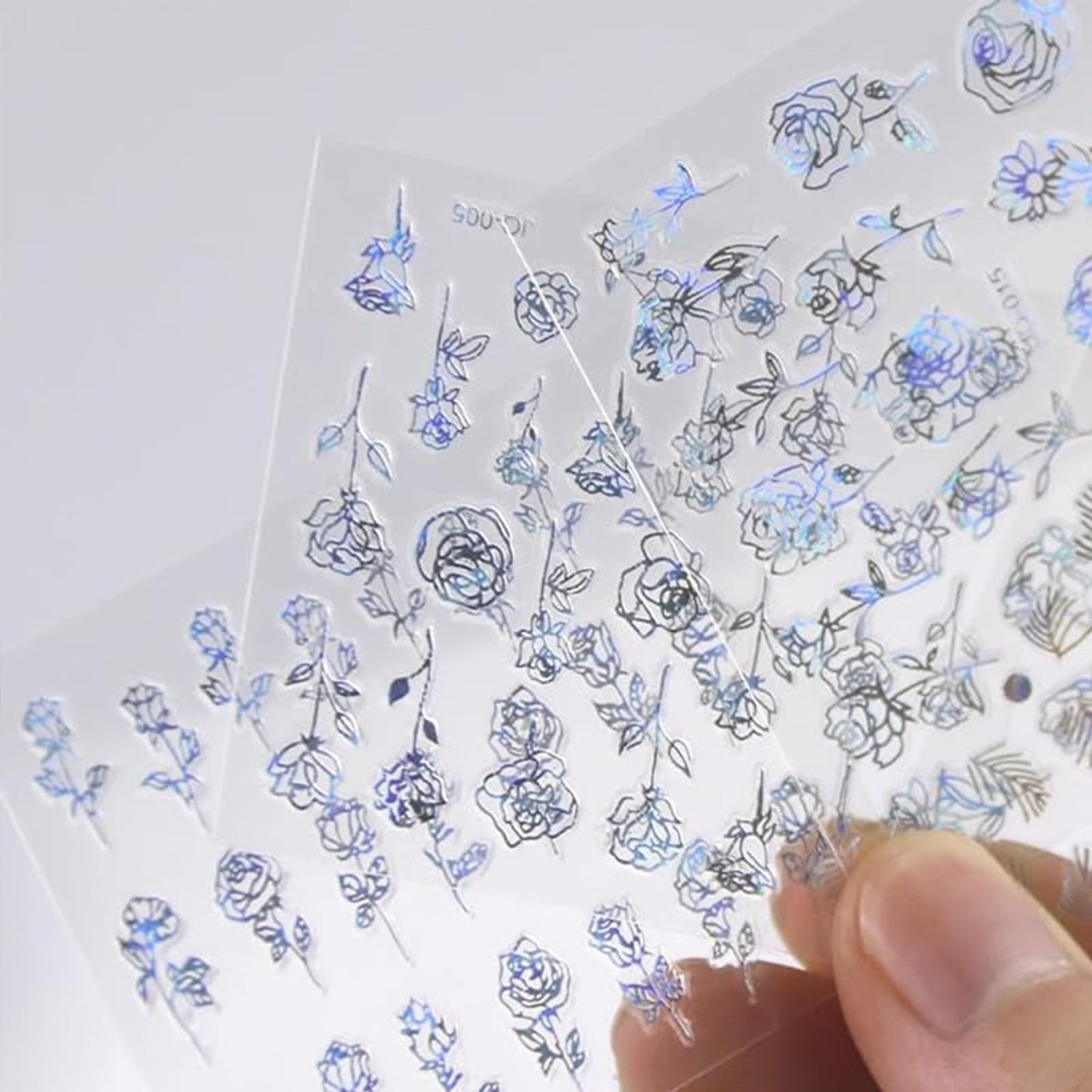 30 Sheet Aurora Star Nail Art Stickers Silver 3D Self-Adhesive Laser Line Nail Decals Holographic Sliver Nail Stickers for Shiny Design Acrylic Nail Supplies DIY Decoration for Women Girls