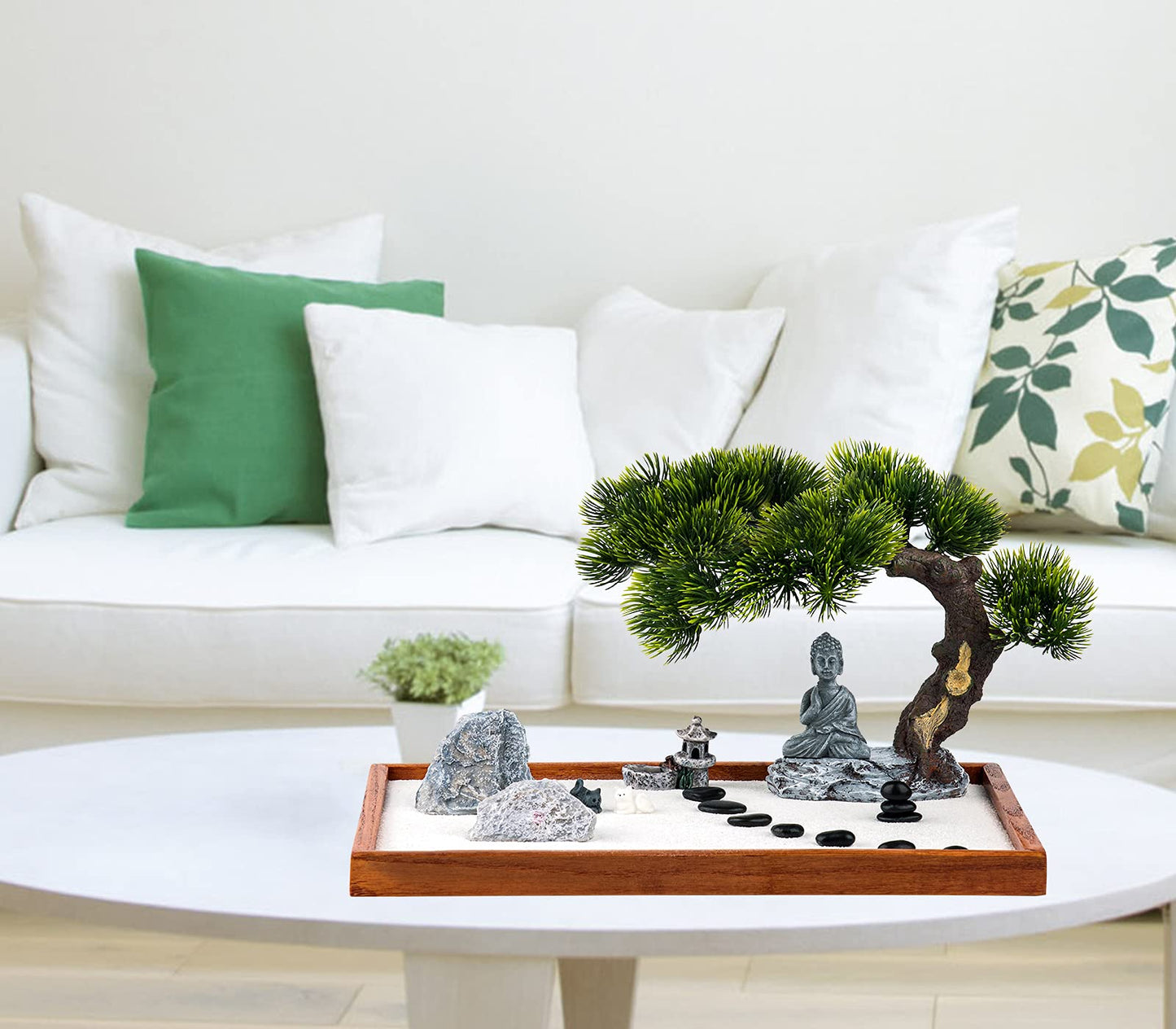 dgudgu Zen Garden Kit - Mini Jardin Zen Garden for Desk with Buddha Shape Accessories, 14 x 10 inch