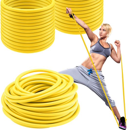 Wesnoy 1 Roll Resistance Tubes Exercise Tubing 50ft Exercise Bands Tubing for Therapy, Lower Pilates, Home Workouts, Rehab Core(Yellow,Beginner Level 2)