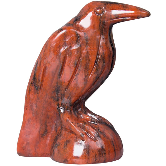Hguxmcu Natural Red Sesame Stone Raven Statue,2 Inch Mystical Crow Sculpture Gothic Home Decor,Spiritual Totem Art Healing Crystal Figurine Witchy Altar Decor Dark Academia Collectible