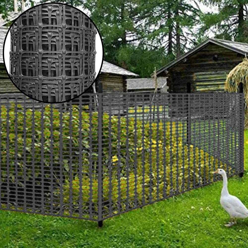 Plastic Fence Animal Barrier,3.3x66ft [Heavy Duty] Outdoor Safety Snow Plastic Fencing Roll Temporary Fencing,Reusable Garden Netting for Construction Dog Rabbits Chicken (Black)