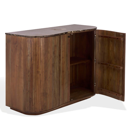 SAFAVIEH Couture Collection – Jamilah Brown 2-Door 2-Shelf Marble Top Chest, Fully Assembled (SFV5775A)