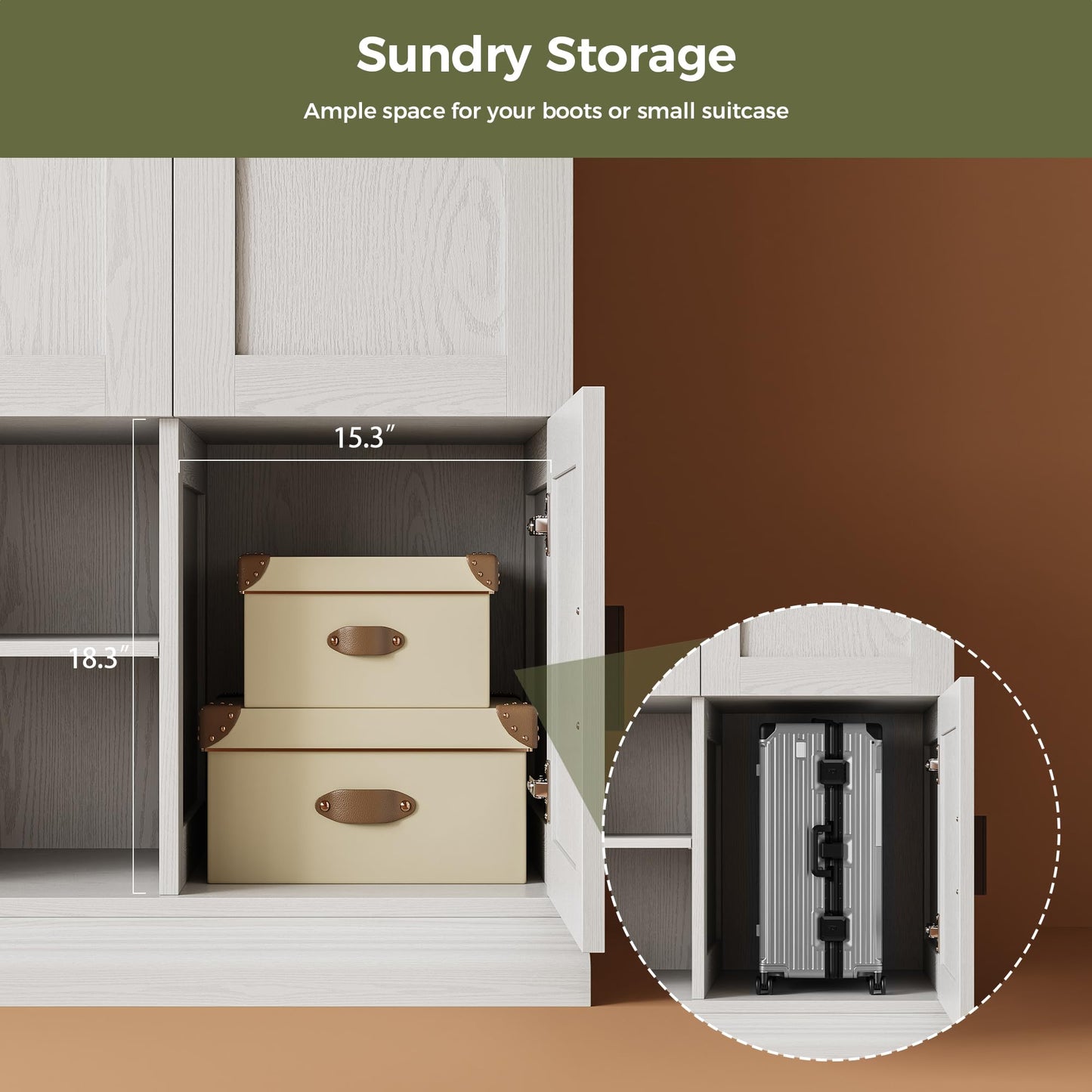 IRONCK Wardrobe Closet with 2 Drawers, 2 Hanging Rods, 3 Doors Wooden White Wardrobe, Large Freestanding Closet Bedroom Armoire Cloth Storage Cabinet for Couples, Easy Assembly, Rustic White