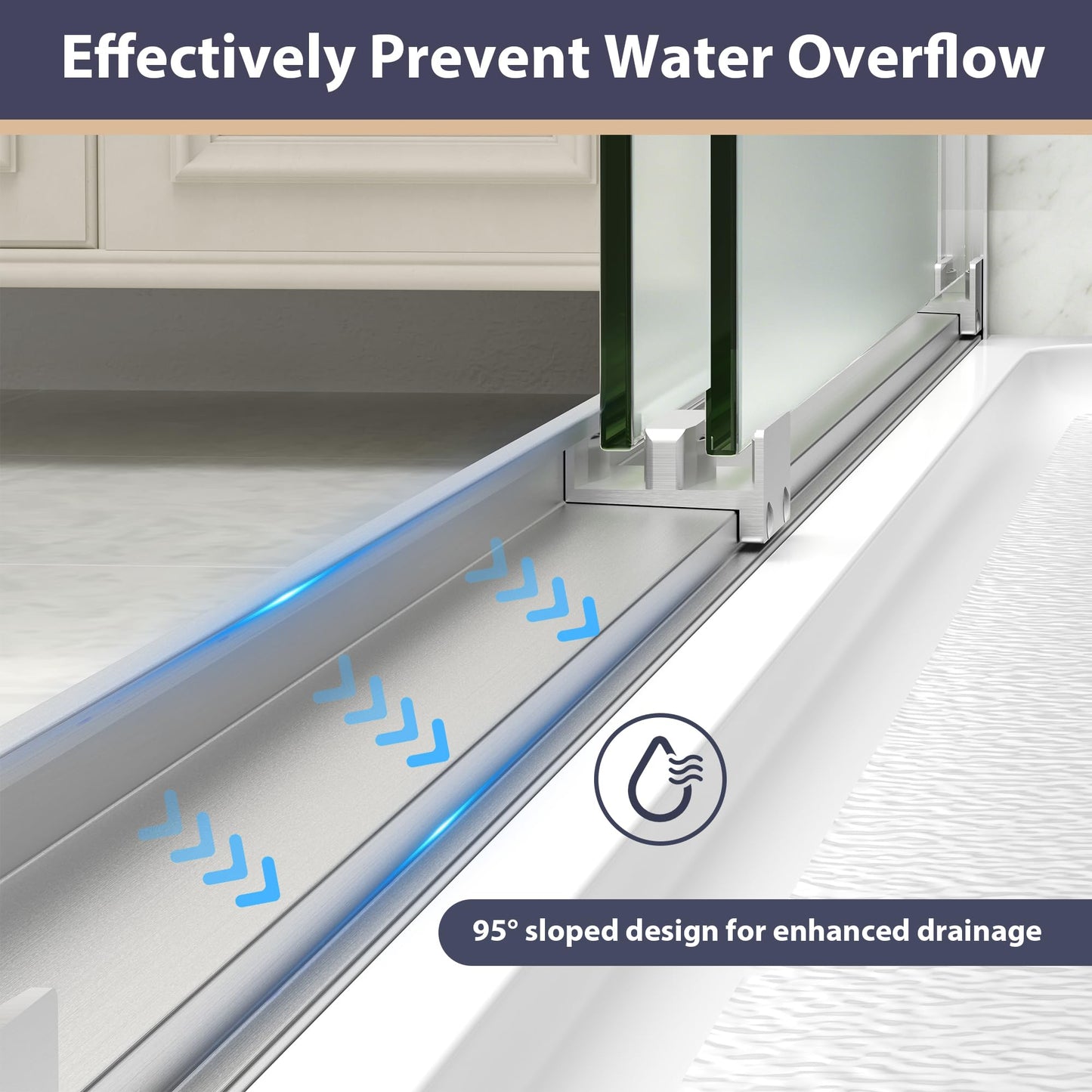 EASYWORC Double Sliding Shower Door, 43"-48" W x 70" H Semi-Frameless Frosted Shower Door, 1/4'' (6mm) Frosted SGCC Tempered Glass with Nano Coating and Explosion-Proof Film, Brushed Nickel